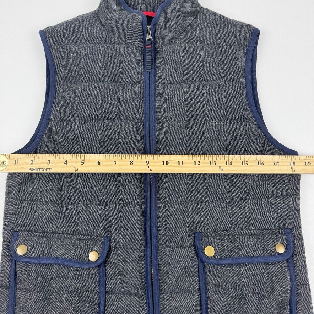 Boden Women's Blue Gray Wool Blend Zip Up Snap Pockets Quilted Vest Jacket - Picture 10 of 12